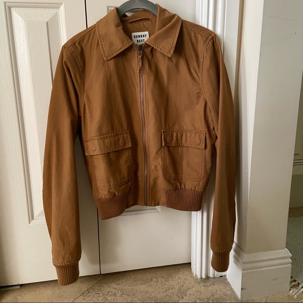 Aritzia Sunday Best Chestnut Brown Bomber Jacket